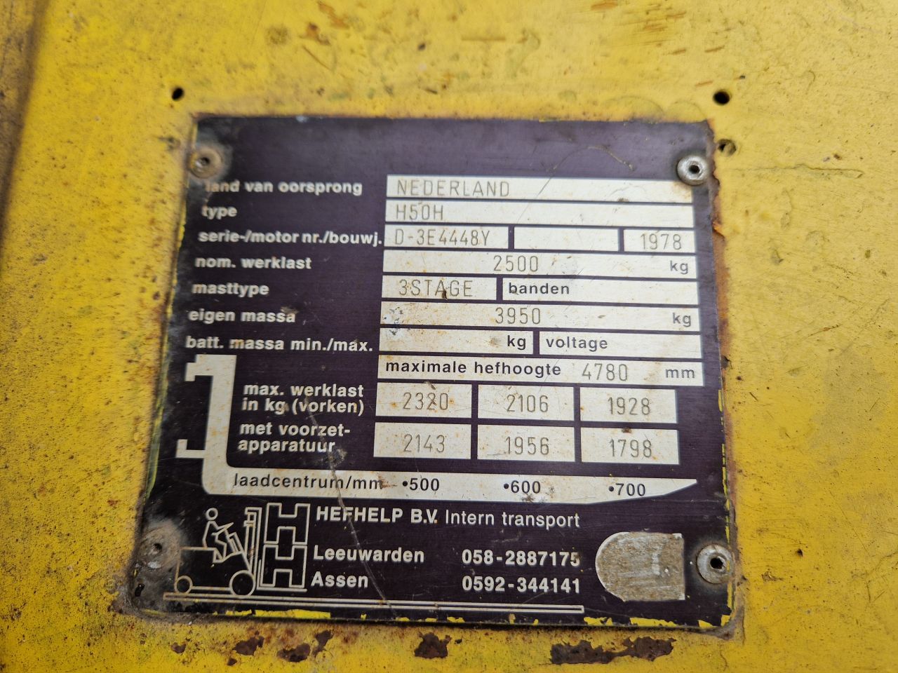 HYSTER H50 HEFTRUCK DIESEL 2.5 TONS ( MOTOR DEFECT )