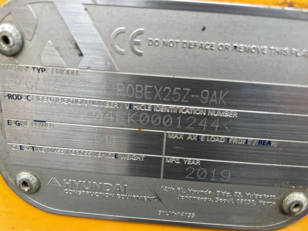 Hyundai Robex 25 - 9 AK Minigraver Graafmachine