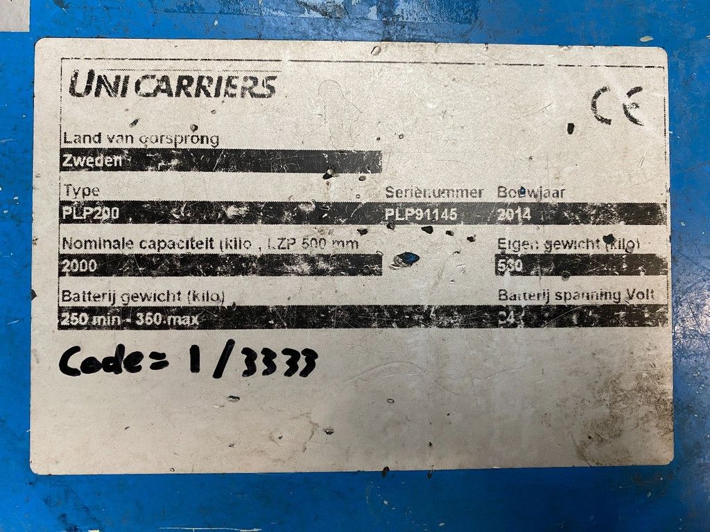 Unicarriers PLP200 MH16323