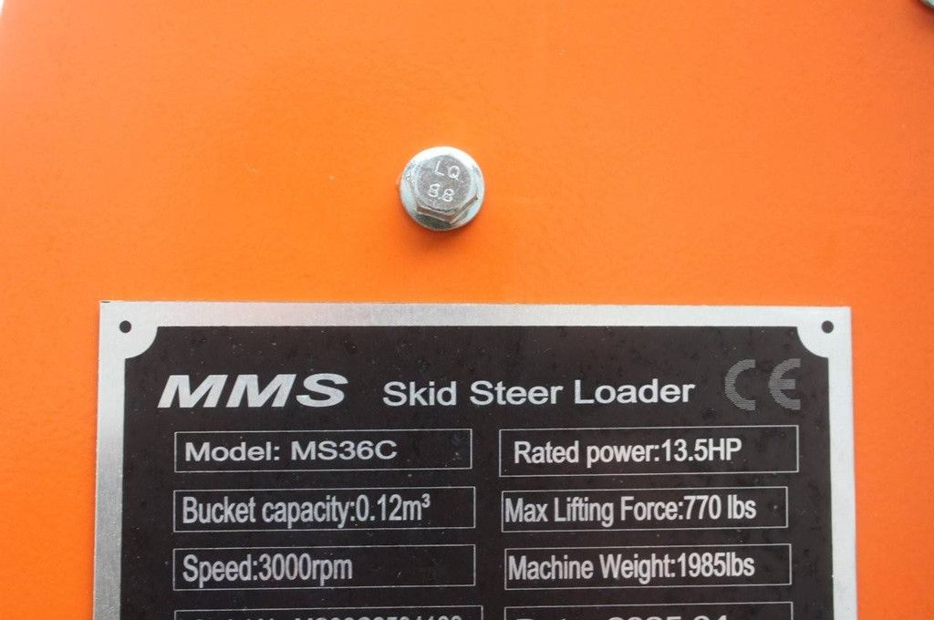 Skid Steer Loader MMS MS36C Petrol 13.5 hp 2025 Demo New