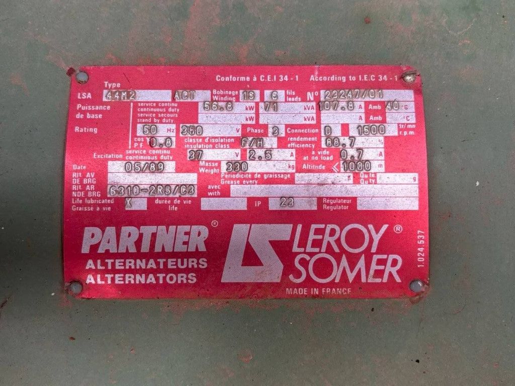 Generator Iveco RT30TR Diesel 71kVA 1989