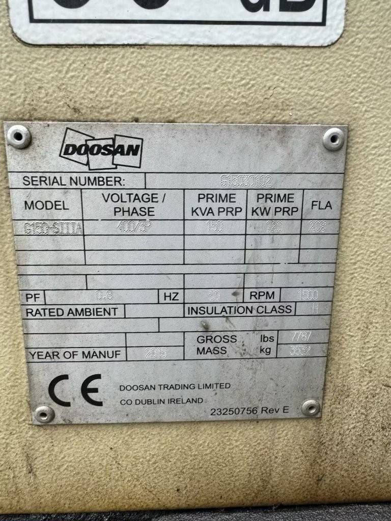 Generator Doosan G150 Diesel 150kVA 2015