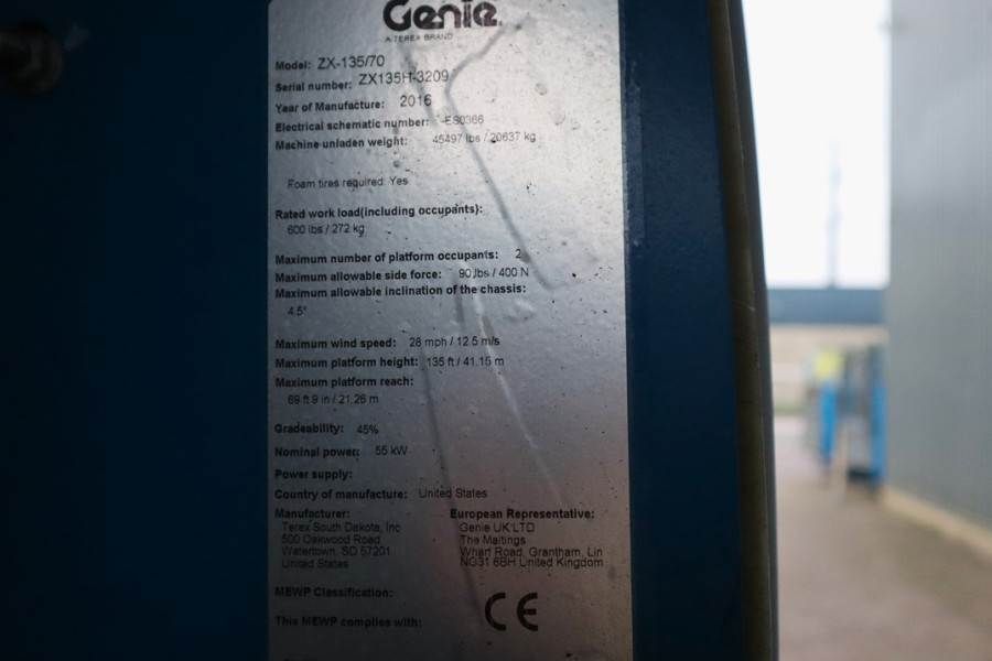 Genie ZX135/70 Diesel, 4x4x4 Drive, 43m Lifting Height,