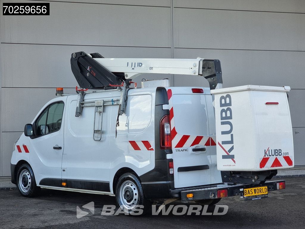 Renault Trafic 145pk Hoogwerker 11,4meter Werkhoogte LED Airco Cruise Werkplaatsinrichting Euro6 Nacelle Arbeitsbühne Klubb K21B Hubarbeitsbühne 5m3 A/C Cruise control