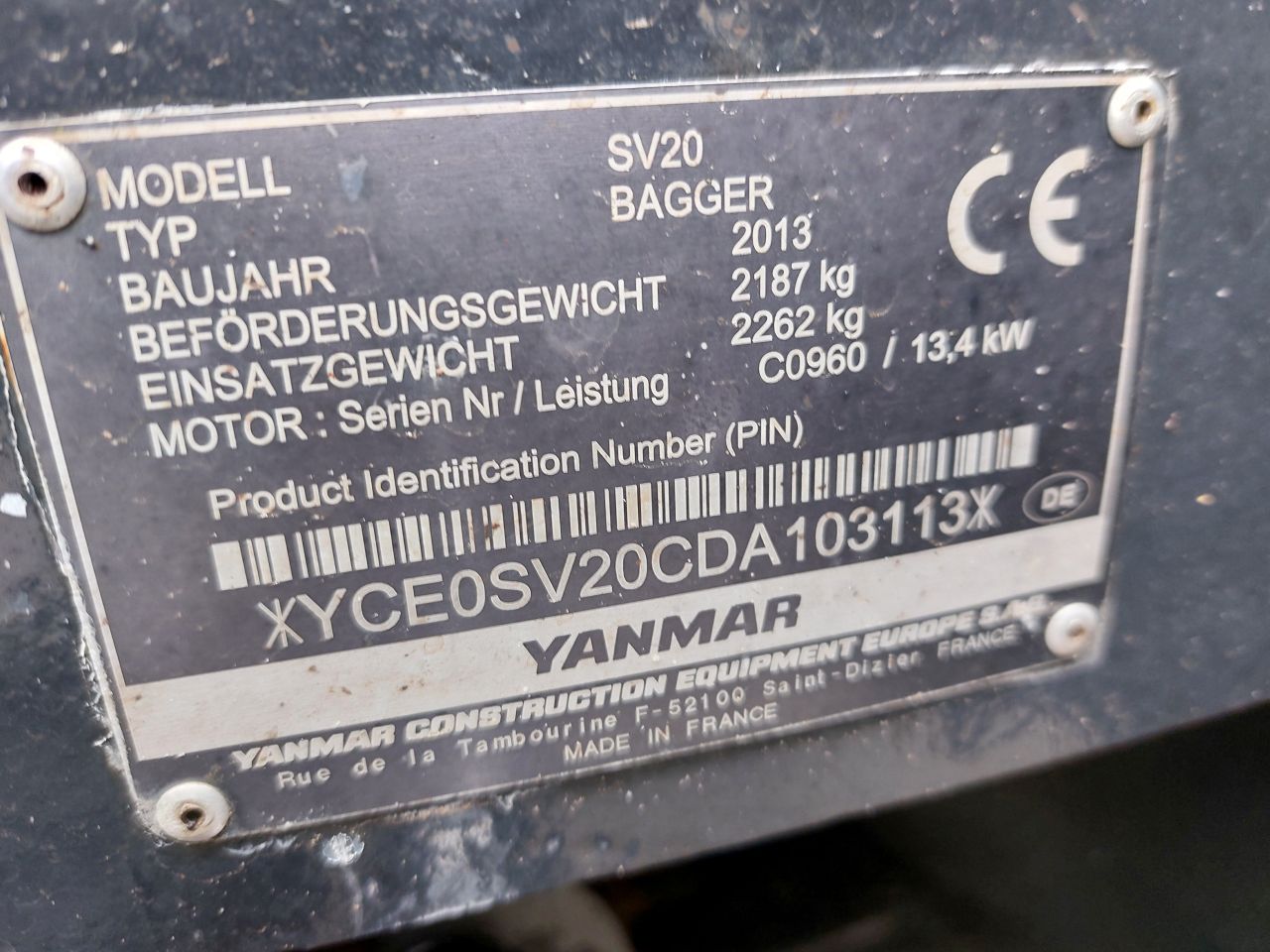Yanmar SV20 2 tons minigraver