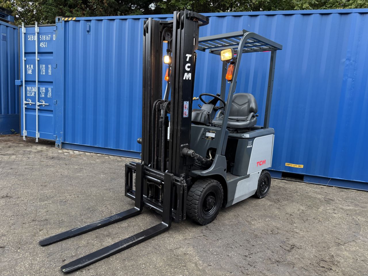 TCM 1.5 tonner elektrisch 3-delig Freelift Sideshift verlichting