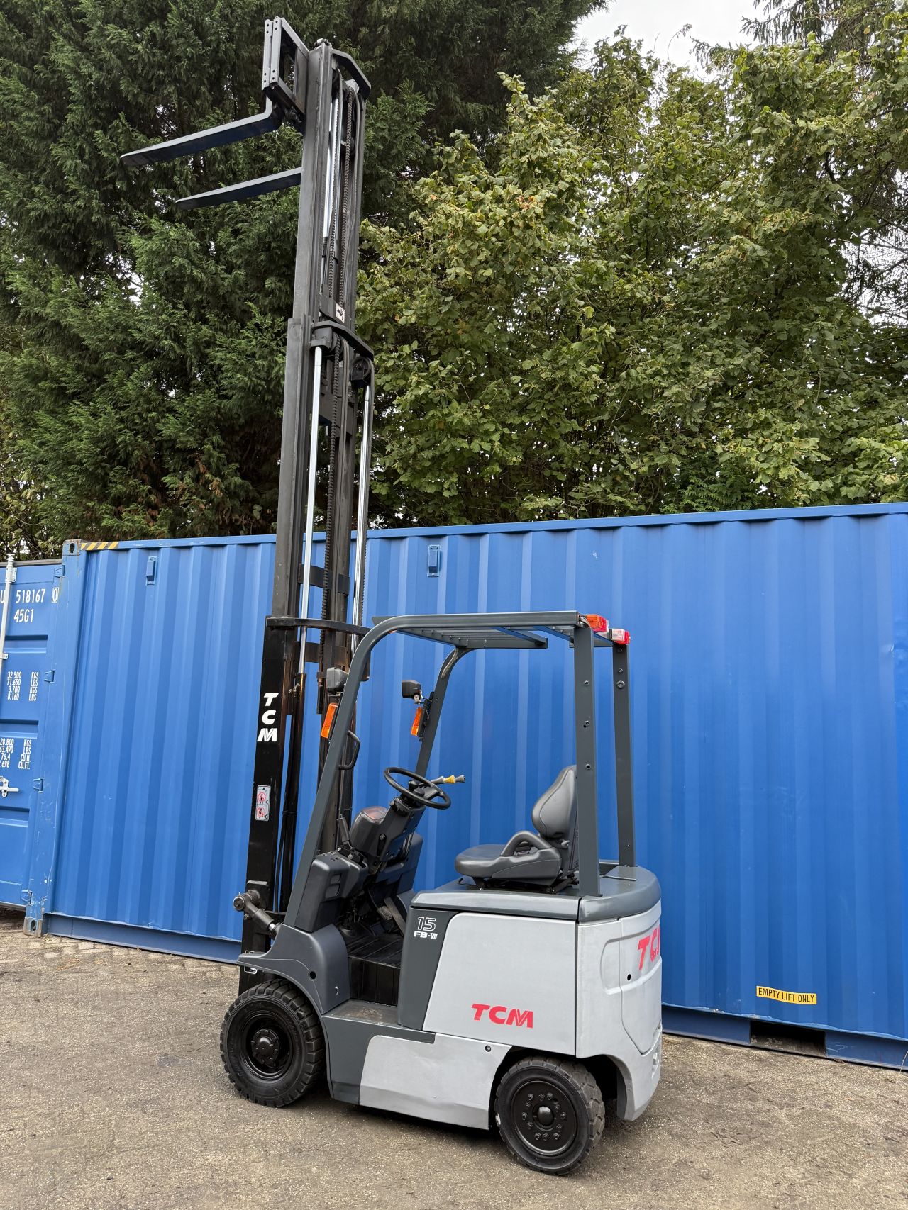 TCM 1.5 tonner elektrisch 3-delig Freelift Sideshift verlichting