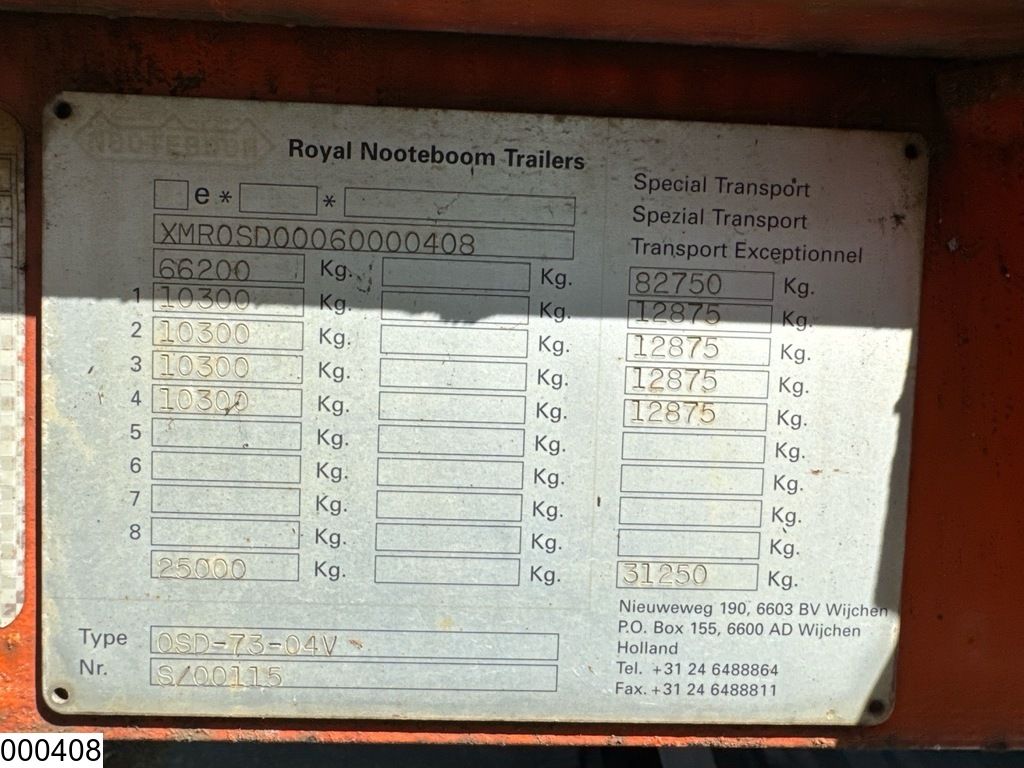 Nooteboom Lowbed 19.58 Meter, Extendable, Twistlocks, 82.750 KG