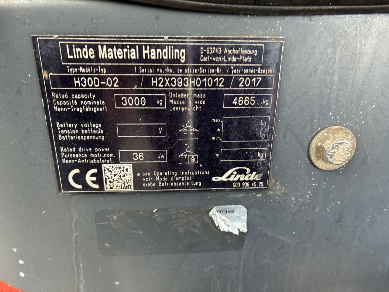 Linde H30D 2017 Sideshift