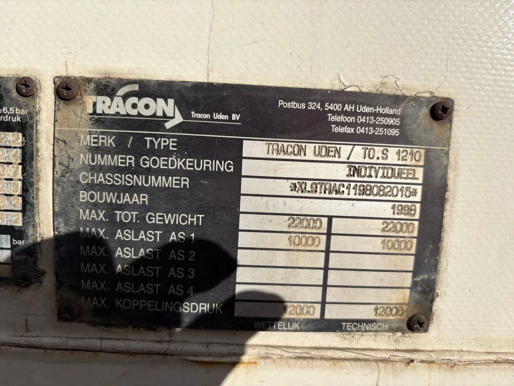 Tracon 10,6M City Trailer AS-1 Stuuras Dhollandia 2500KG Laadklep LBW