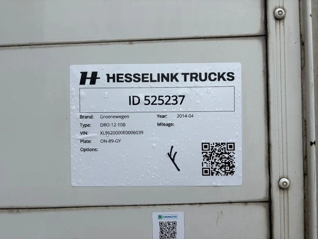 Groenewegen 11M City-trailer Stuuras Dhollandia Laadklep 2000KG APK/TUV 08-04-2026