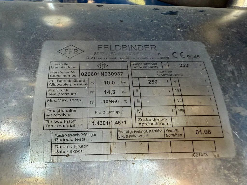 Feldbinder 35.000L Borger pomp/Pumpe 6m3 Coating Veevoer/Slurry 2x Liftas
