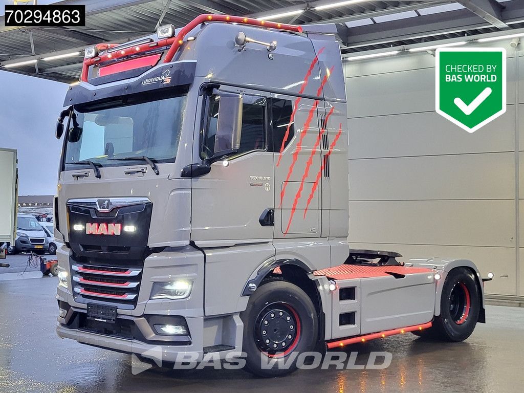 MAN TGX TGX 18.510 4X2 Individual Lion S! Full-Air Retarder Standairco 2xTanks Leather PTO ACC Navi LED Euro 6