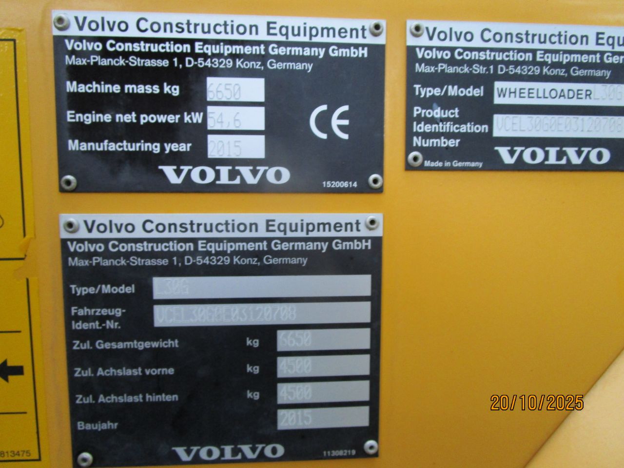 Volvo l30g 35 atlas liebherr 3000 uren bj 2015
