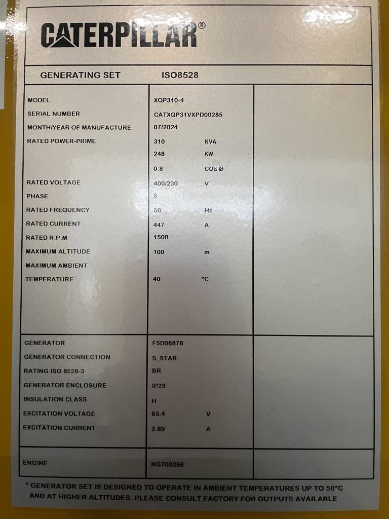 CAT XQP310 - Generator 310 kVA Stage V - DPX-18133