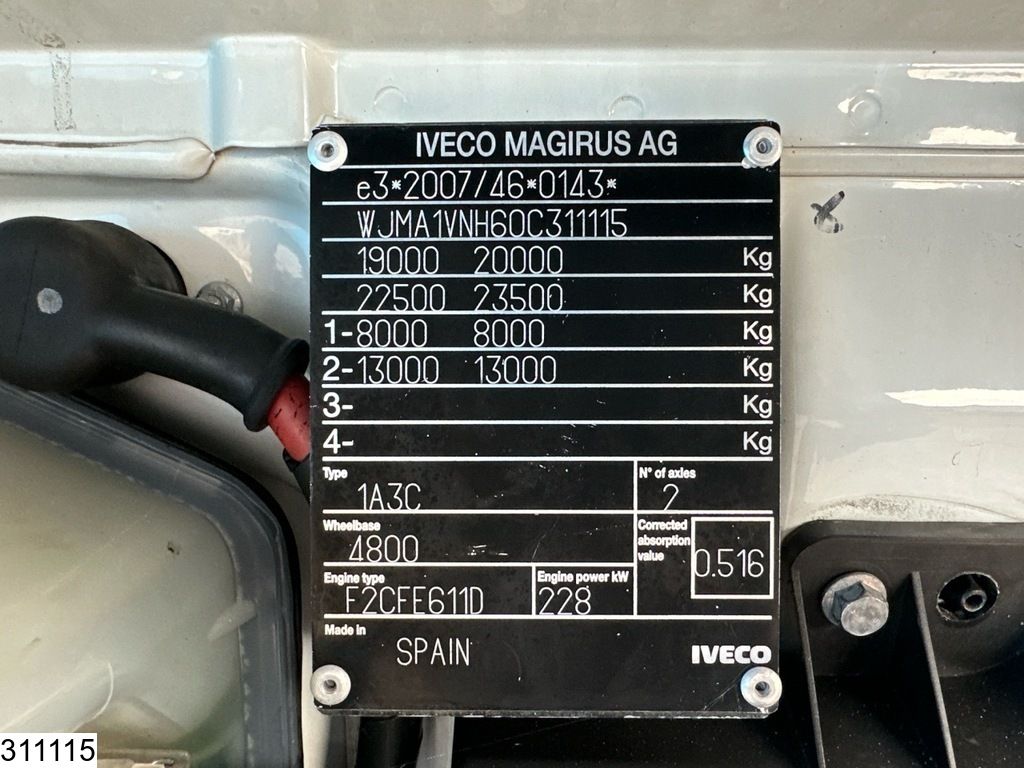 Iveco Stralis 310 EURO 6, Palfinger, Remote, Steel