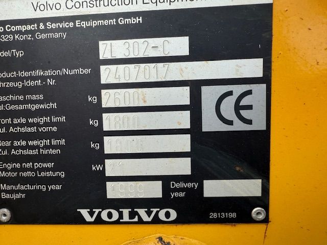 Volvo ZL302 Minishovel Kniklader Slechts 2200u NIEUWSTAAT