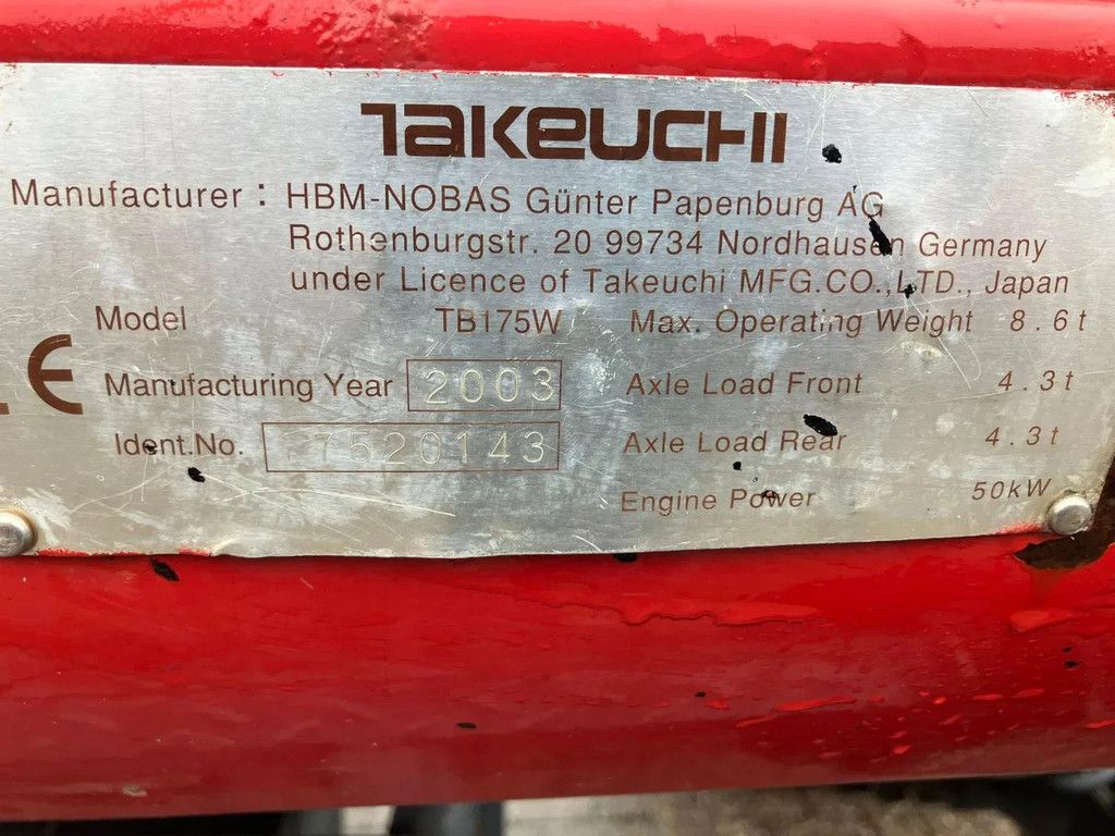 Takeuchi TB175W Graafmachine