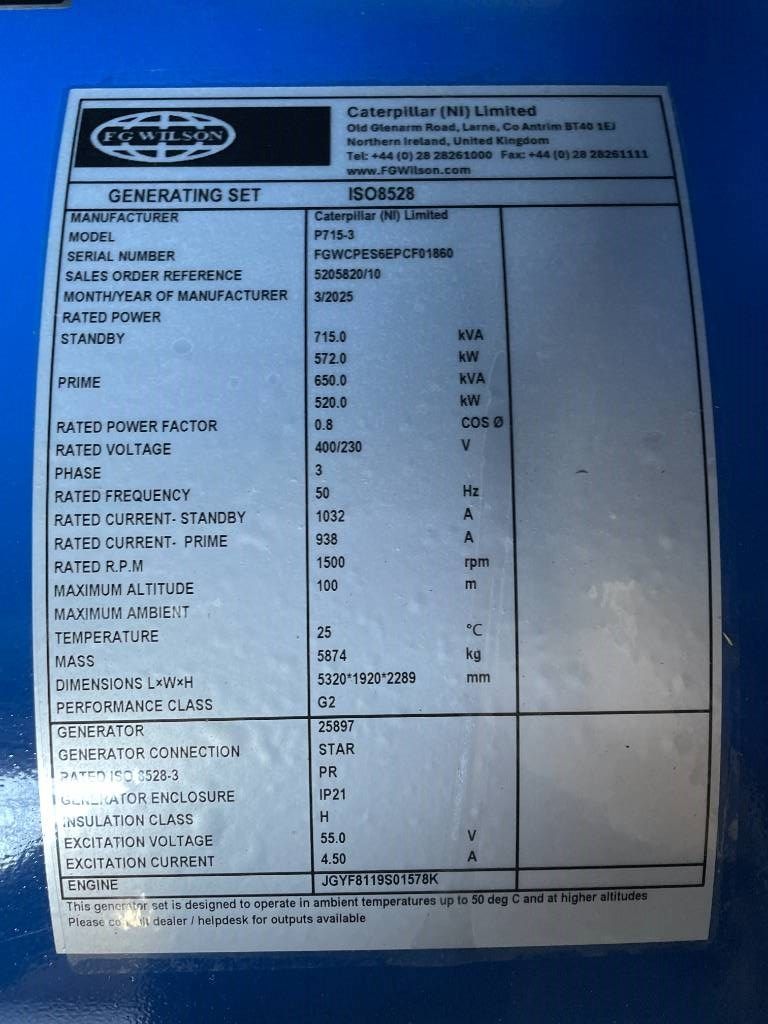 FG Wilson P715-3 - 715 kVA Genset - DPX-16023