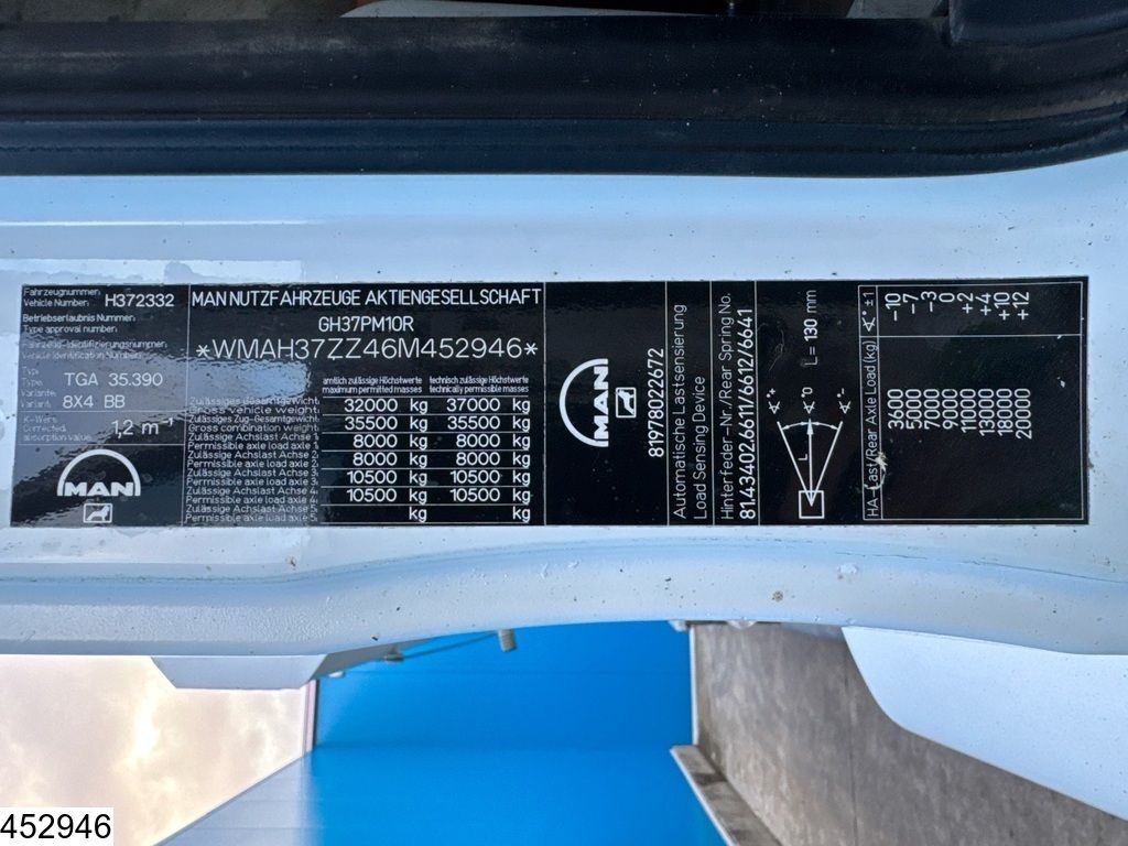 MAN TGA 35 390 8x4, Euro 3, Manual, steel suspension
