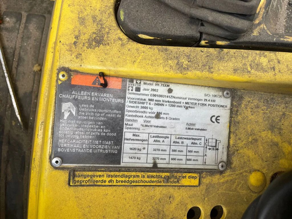Hyster Hyster H 1.75 XM LPG heftruck H 1.75 XM LPG Hyster H 1.75 XM LPG heftruck H 1.75 XM LPG