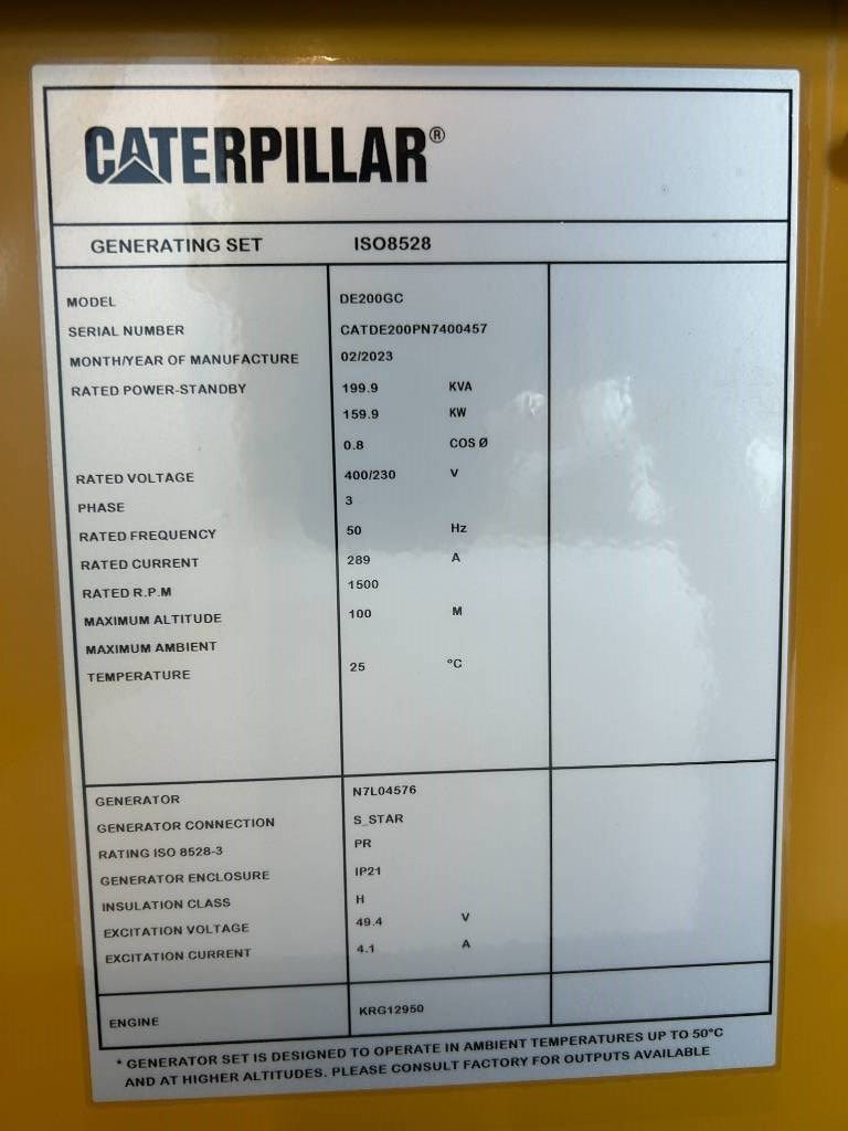 CAT DE200GC - 200 kVA Stand-by Generator - DPX-18211