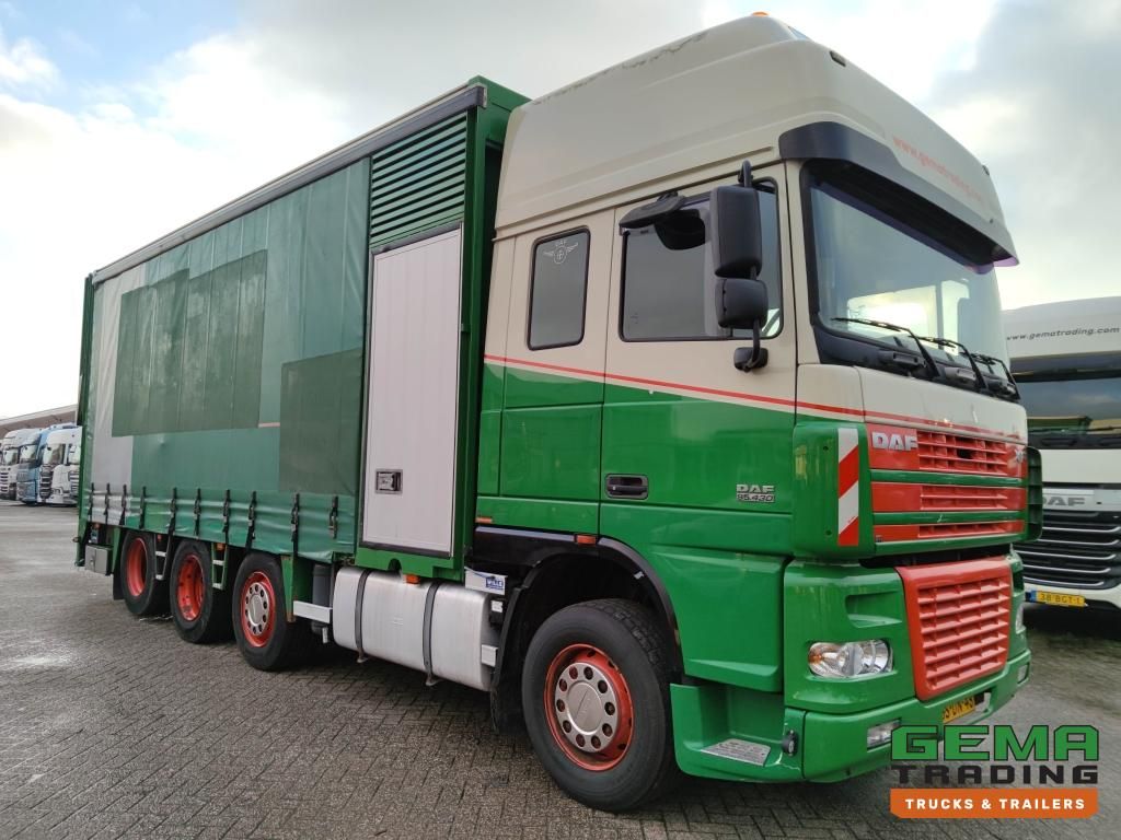 DAF FAK XF95.430 8x2 SuperSpaceCab Euro3 - CurtainSider 7,31m + Rampe 16T - Maschinentransporter - 6 Personen (V558)