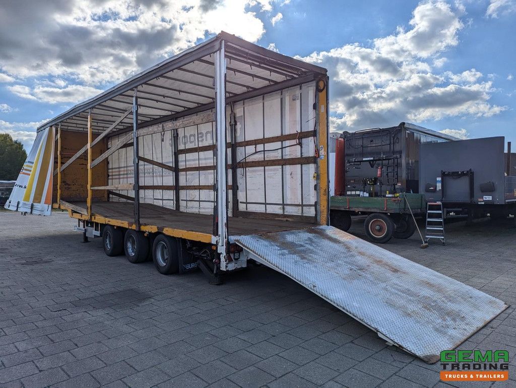Burg BPO 12-27 SKNXX Semi Low Loader 3-Axles BPW - Sliding tarpaulin / Sliding roof / Lifting roof - Hydraulic ramp 9000KG