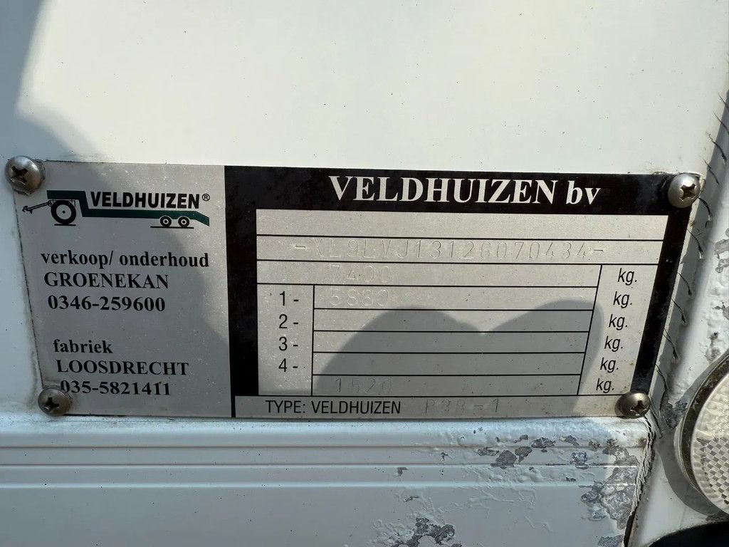 Veldhuizen BE Combi oplegger 750KG Laadklep Zijdeur 750X230x220