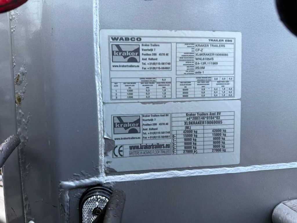 Kraker 92M3 Cargo Floor 10MM Liftas NL Trailer APK/TUV 20-05-2026