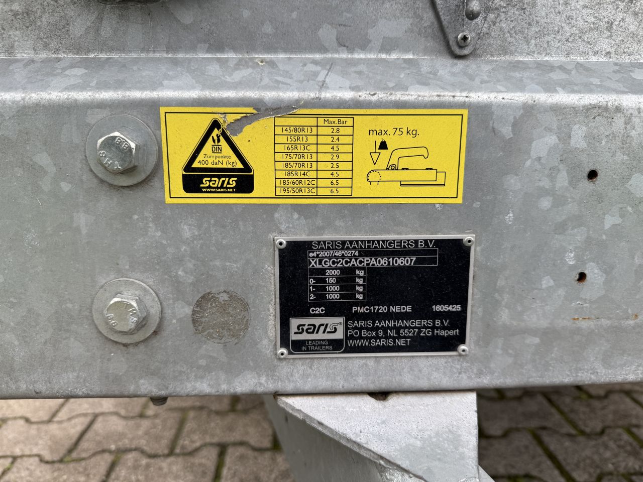 Saris Tandemas Aanhanger met Huif – C2000 – Zo goed als nieuw!
