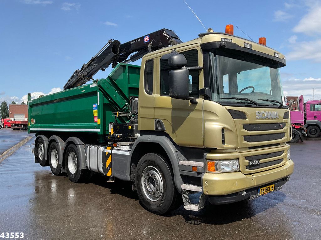 Scania P 410 8x4 Euro 6 HMF 18 Tonmeter laadkraan