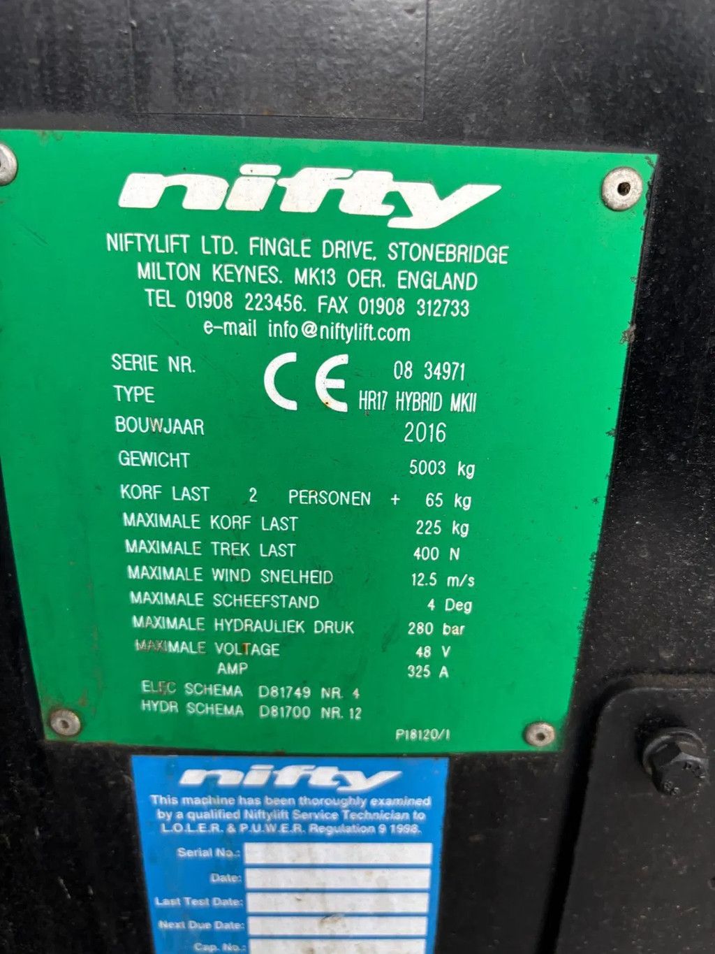 Niftylift HR 17 HYBRID 4X4