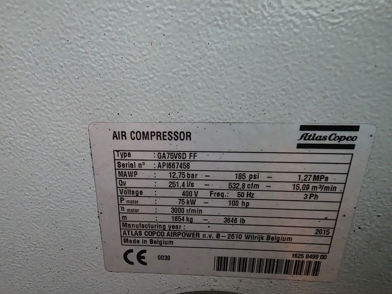 Compressor Atlas Copco GA75VSDff