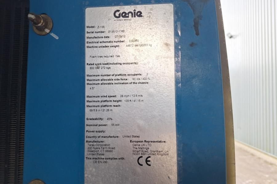 Genie Z135/70 Diesel, 4x4x4 Drive, 43m Lifting Height, 2