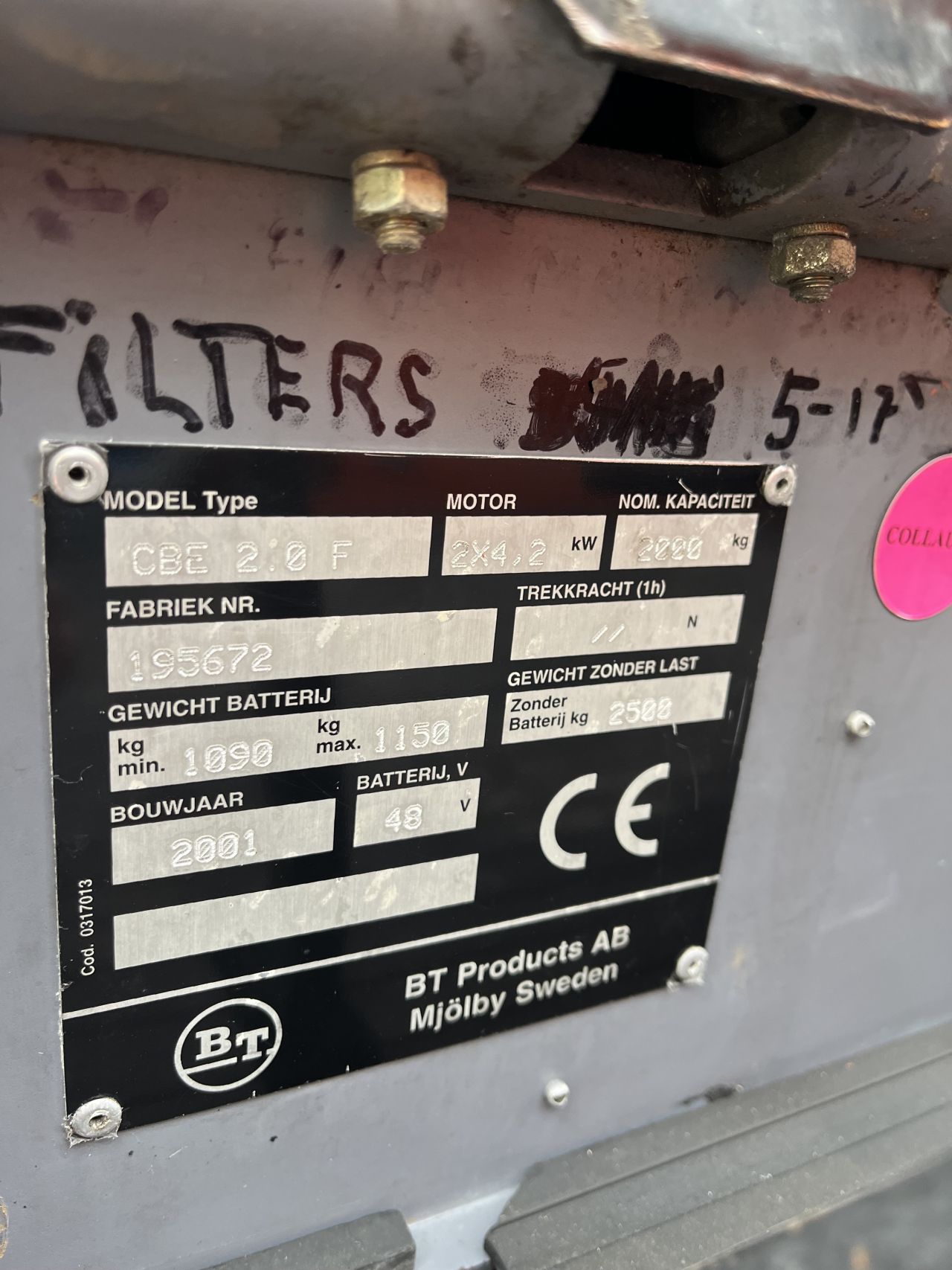 Heftruck BT 2.0 ton bouwjaar 2001