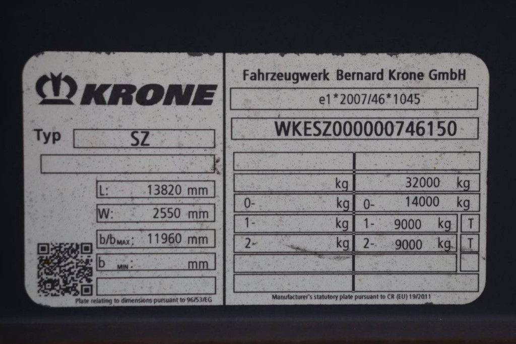 Platte Oplegger Krone SZ 2016