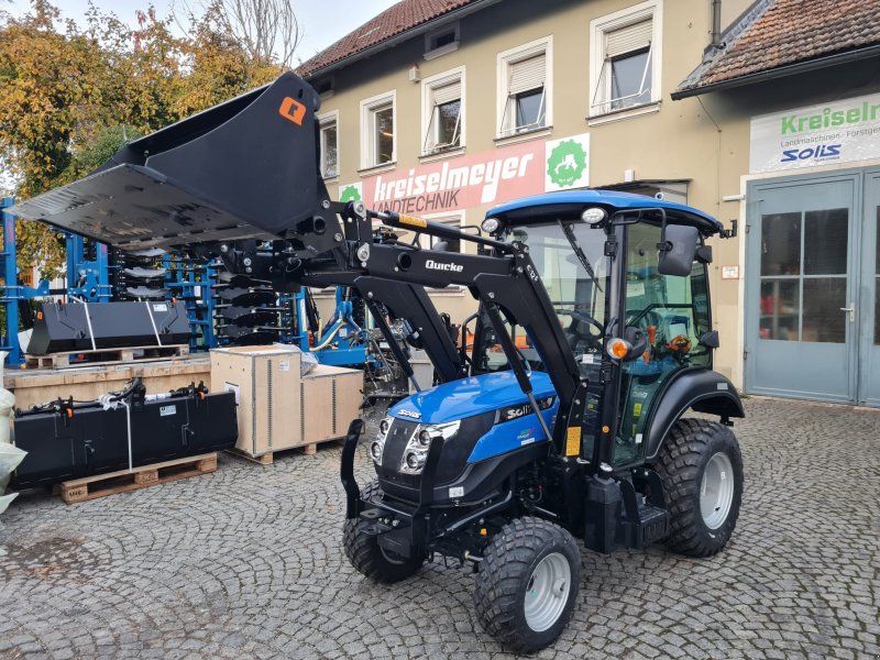 Solis 26 9+9 Kabine mit Heizung, Frontlader Alö C12s, 120 cm Schaufel