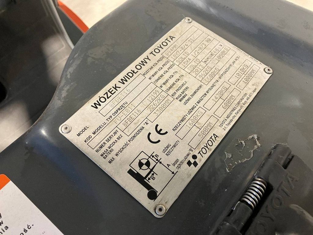 Heftruck Toyota 8FBET16 Elektrisch 1600kg 6.5m 2013