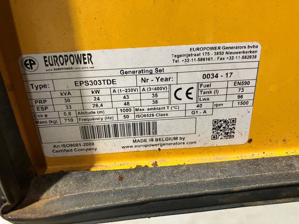 Generator Europower EPS303TDE Diesel 2017 30kVA