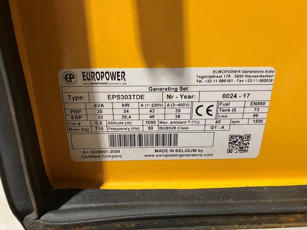 Generator Europower EPS303TDE Diesel 2017 30kVA