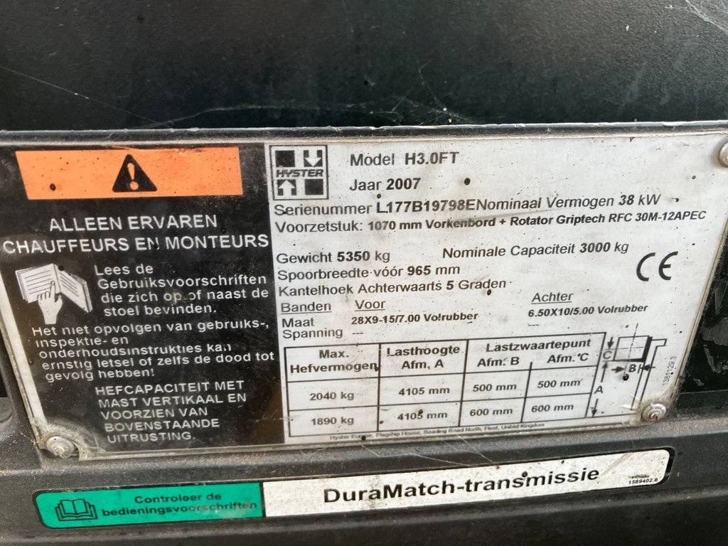 Gabelstapler Hyster H3.0FT Treibgas 2040kg 4,1m 2007