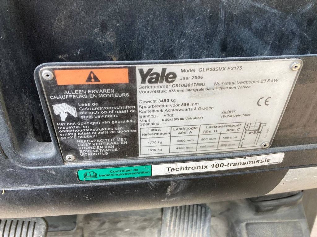 Heftruck Yale GLP20SVX E2175 LPG 2000kg 4.9m 2006