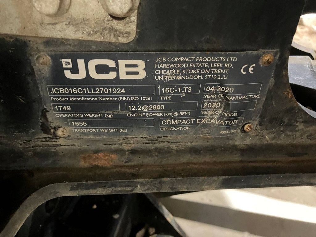 Minigraver JCB 16C-1 T3 Diesel 2020