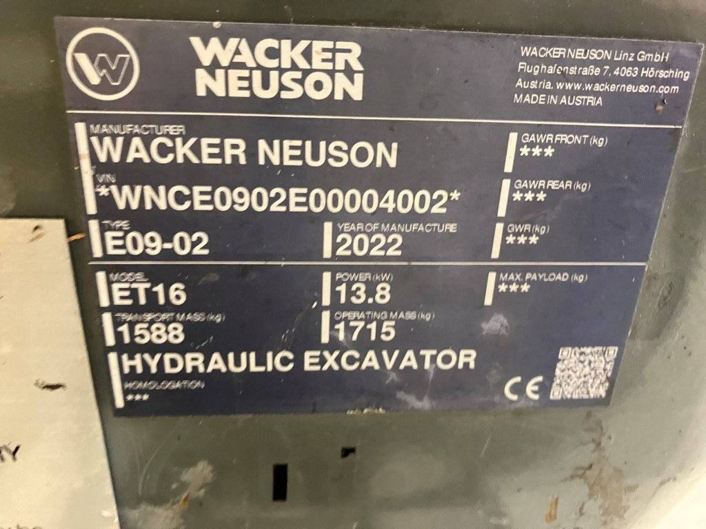 Minigraver Wacker Neuson ET16 Diesel 2022