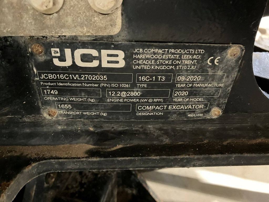 Minigraver JCB 16C-1 T3 Diesel 2020