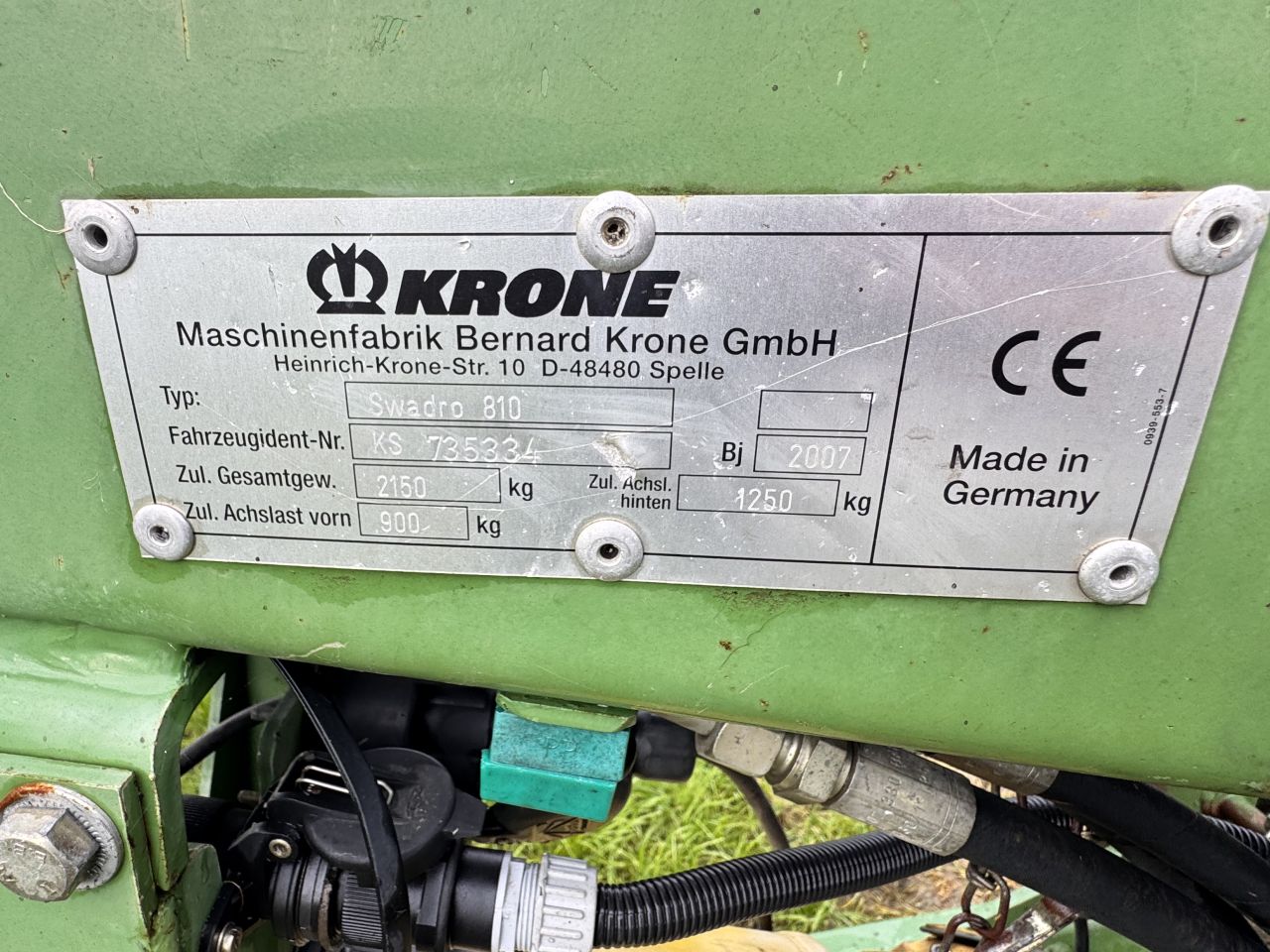 Krone Swadro 810 zwadhark zij-afleg hark
