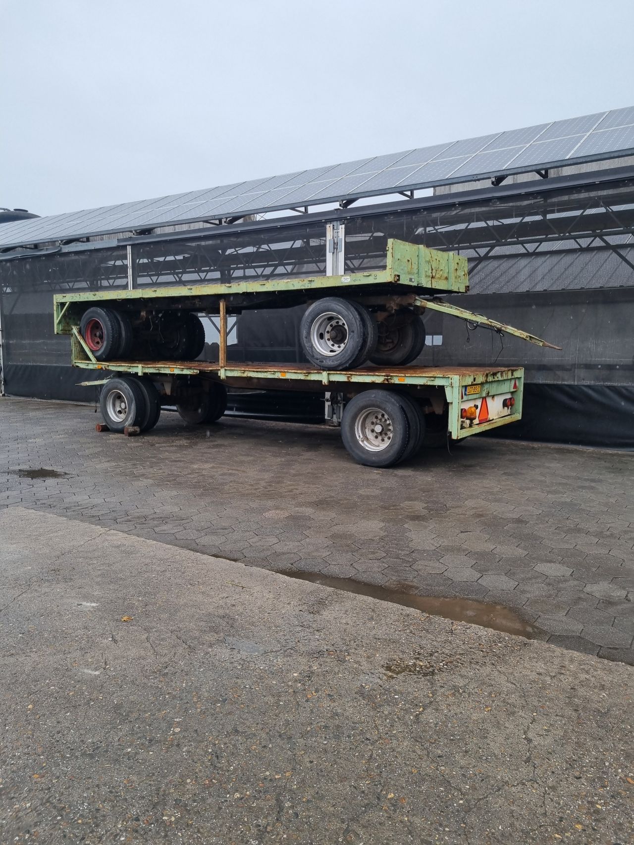 2x platte wagen/landbouwwagen/balenwagen