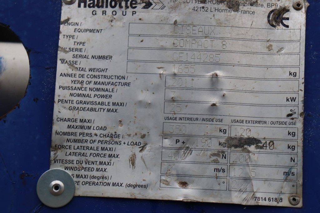 Scissor lift Haulotte COMPACT 8 Electric 8.2m 2011