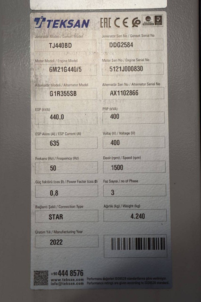 Generator Toekan TJ440BD Diesel 2022 400kVA